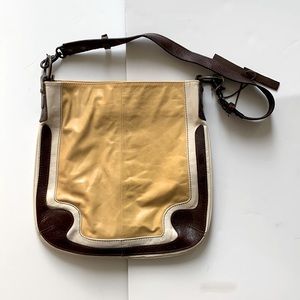 Anthropologie yellow leather hobo bag